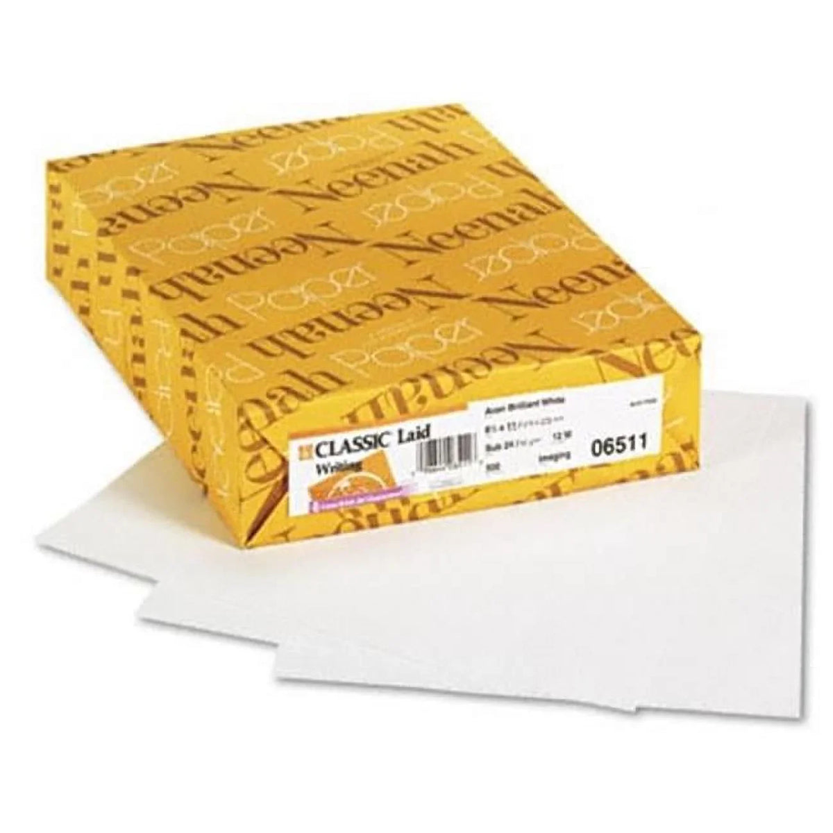 Neenah Paper  Classic Laid Writing Paper- 24 lbs- 8-1/2 x 11- Avon Brilliant White- 500/Ream