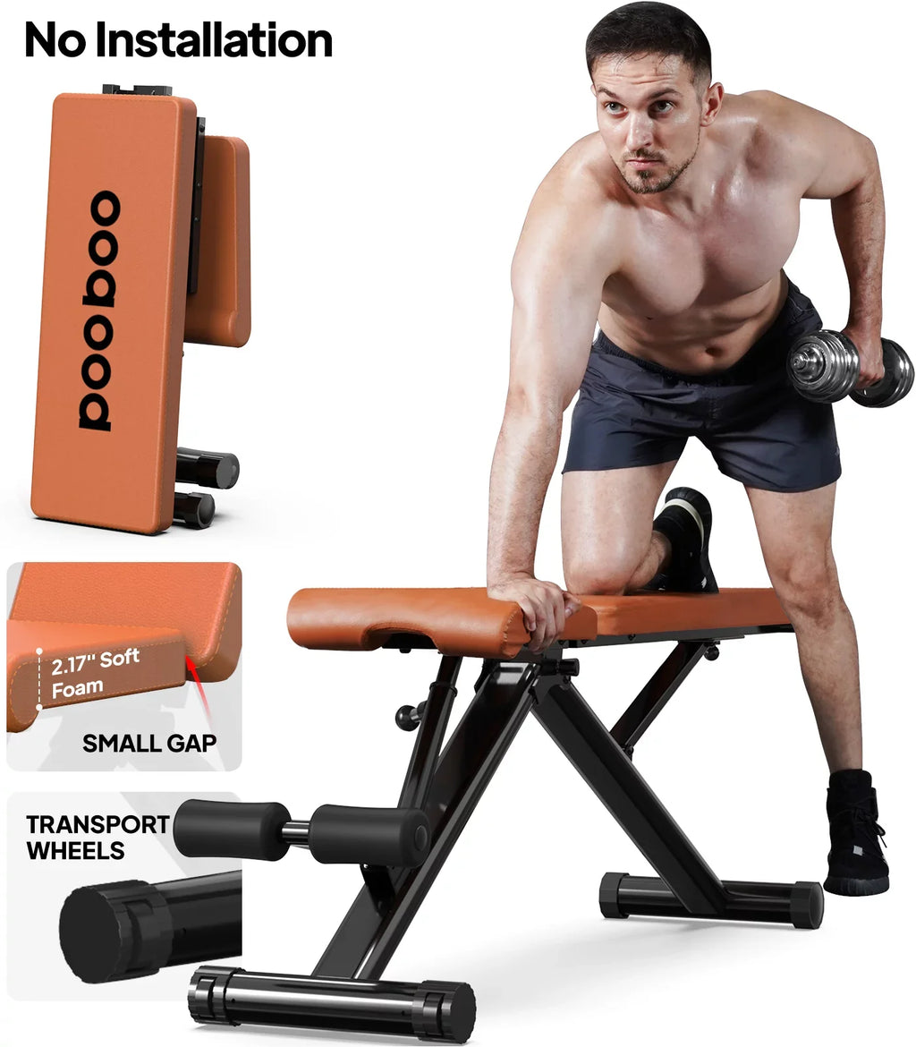POOBOO Weight Bench Workout Indoor Folding incline bench Incline Adjustable and Thickened 5 Layer Structure gym bench for Home Training 800 lbs Capacity