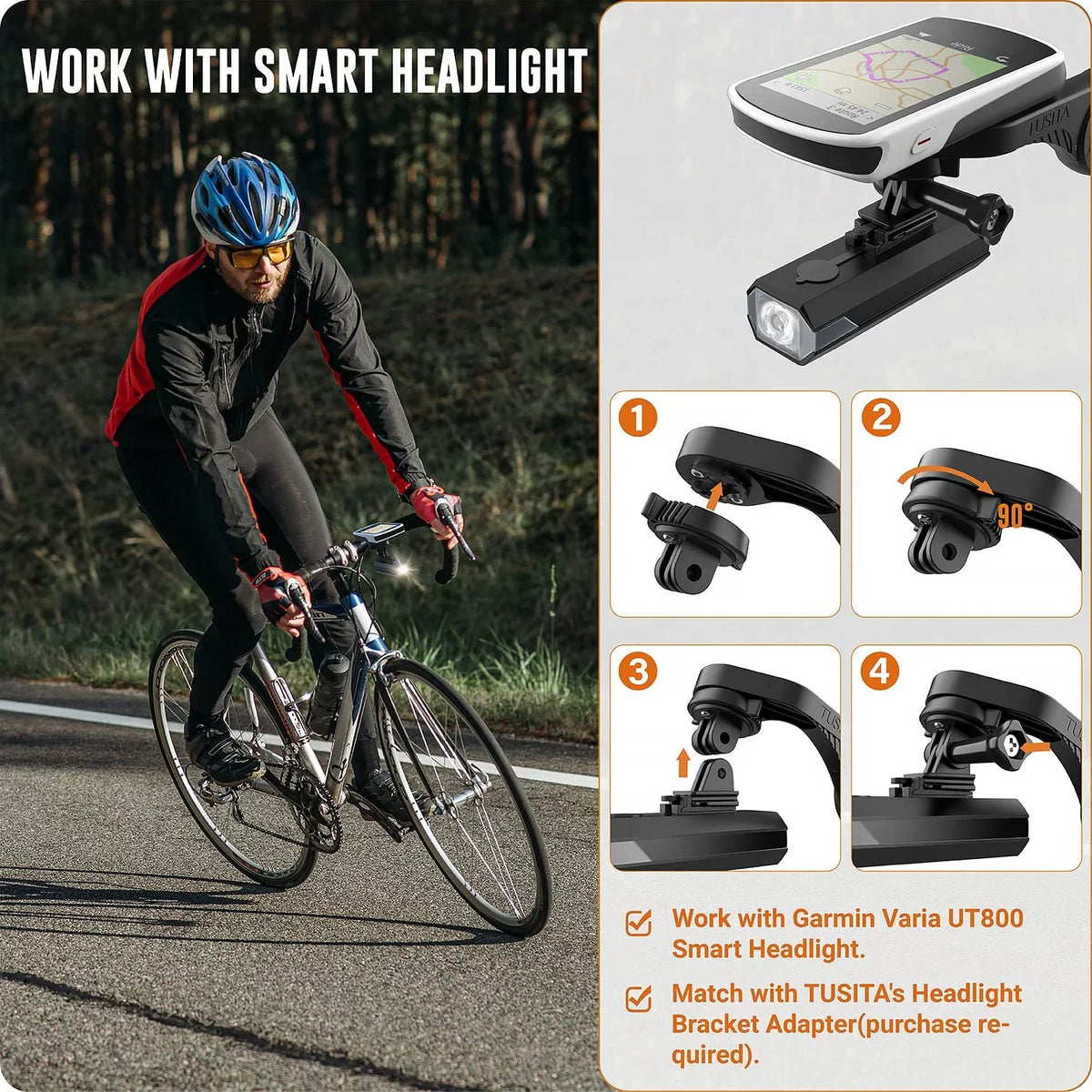 Flush Out Front Mount and Quarter-Turn to Friction Flange Mount Adapter matching with Garmin Edge GPS Bike