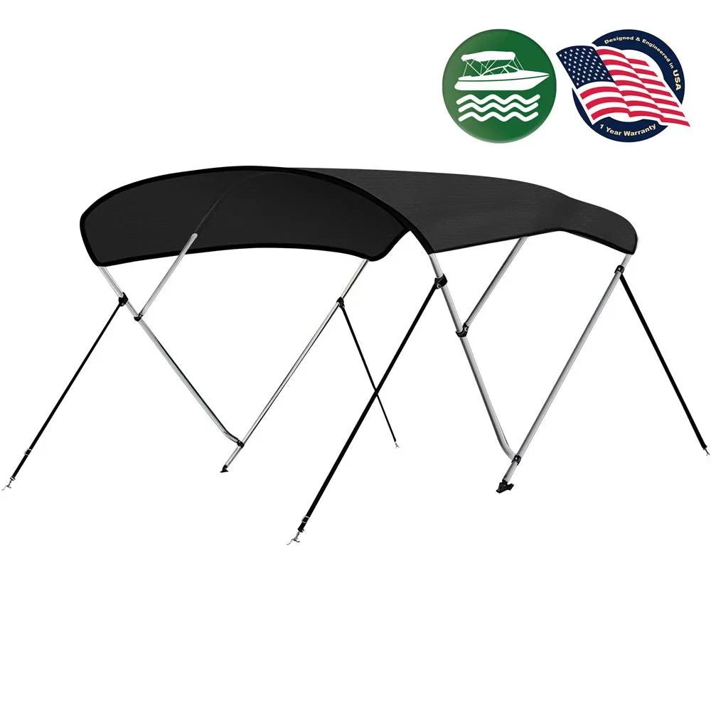 SereneLife 3 Bow 67-72 Inch Bimini Top vessel wrap with Double Walled Frame, Gray