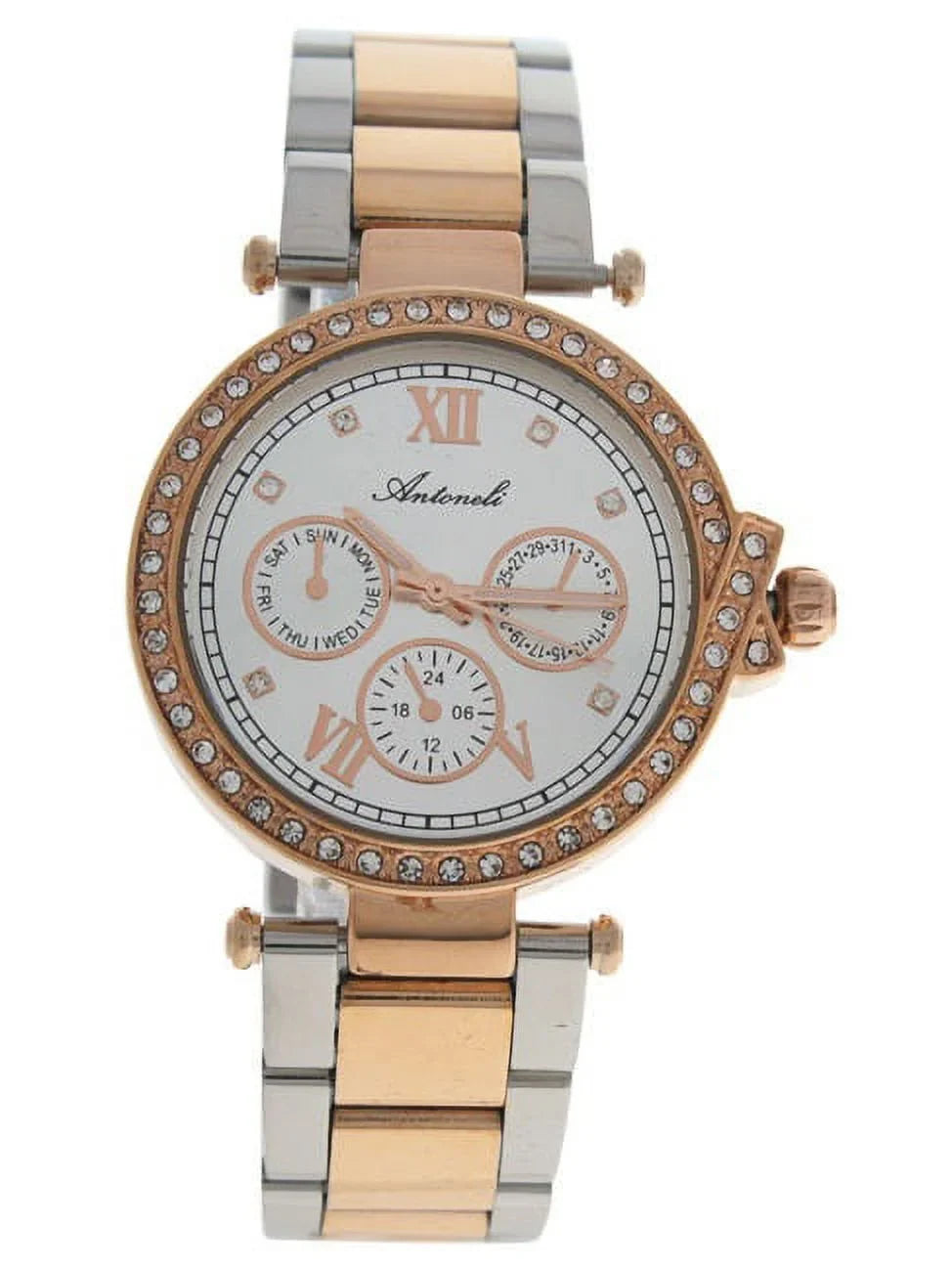 AL0519-03 Silver/Rose Gold Stainless Steel Bracelet Watch by Antoneli for Women - 1 Pc Watch