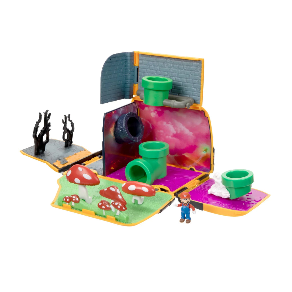 Movie Yellow Van Playset Opens to Reveal Movie Moment with 1.25 inch Action Figure Children 3 to 8. Super Mario Bros