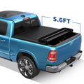 Ledkingdomus 5.6ft Soft Quad Fold Tonneau wrap Four Fold Truck Bed Covers for 2009-2023 Dodge Ram 1500