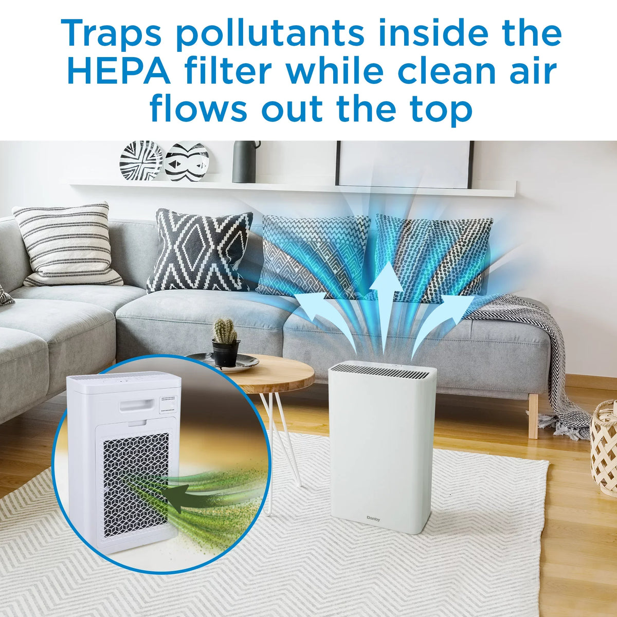 in White with True Hepa Filter to reduce smoke and pollutants. ft. Danby DAP152BAW-I Air Purifier up to 210 sq