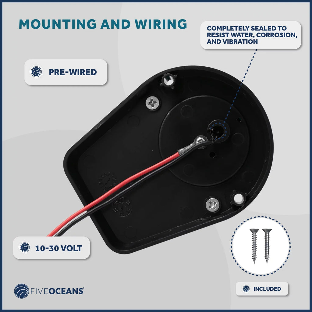 Five Oceans ship Navigation Lights - LED Bow Light, Navigation Lights for Boats LED Red and Green, vessel Lights Navigation Horizontal Mount Bi-Color Light, 12V, USCG Rules 2NM - FO4429