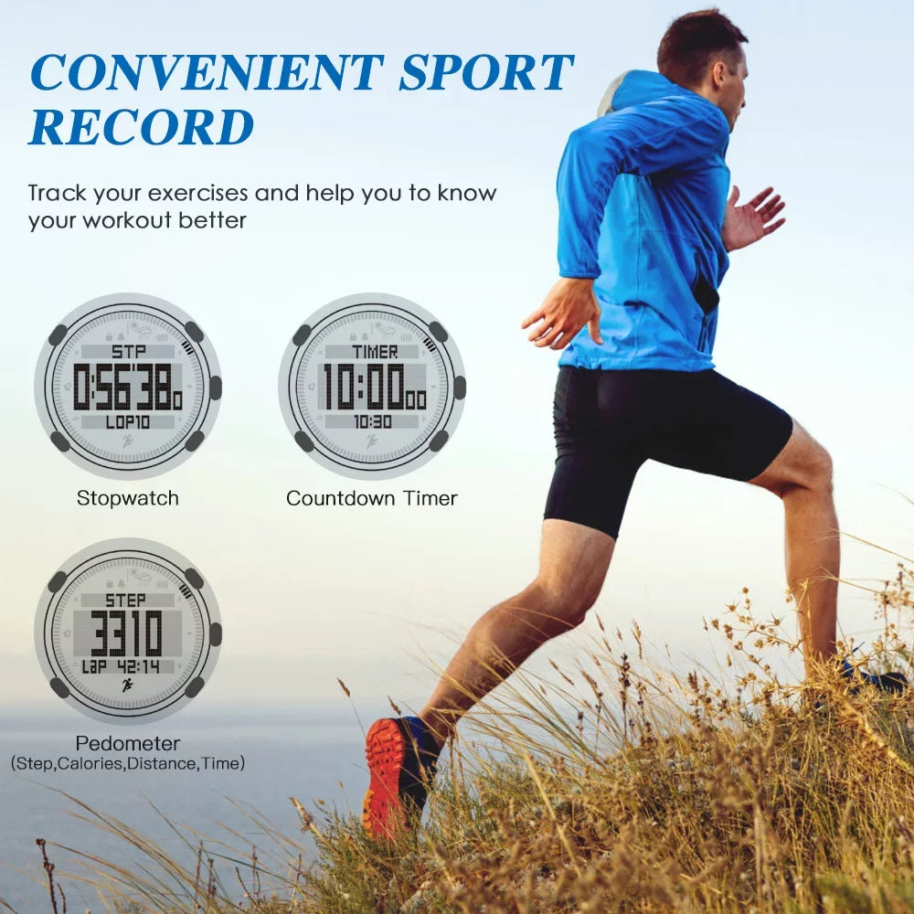 Barometer Altimeter Compass  climate Forecast Men Watch 50meters -immune Multifunctional Outdoor Sports Watch for Mountaineering Running Trekking Camping