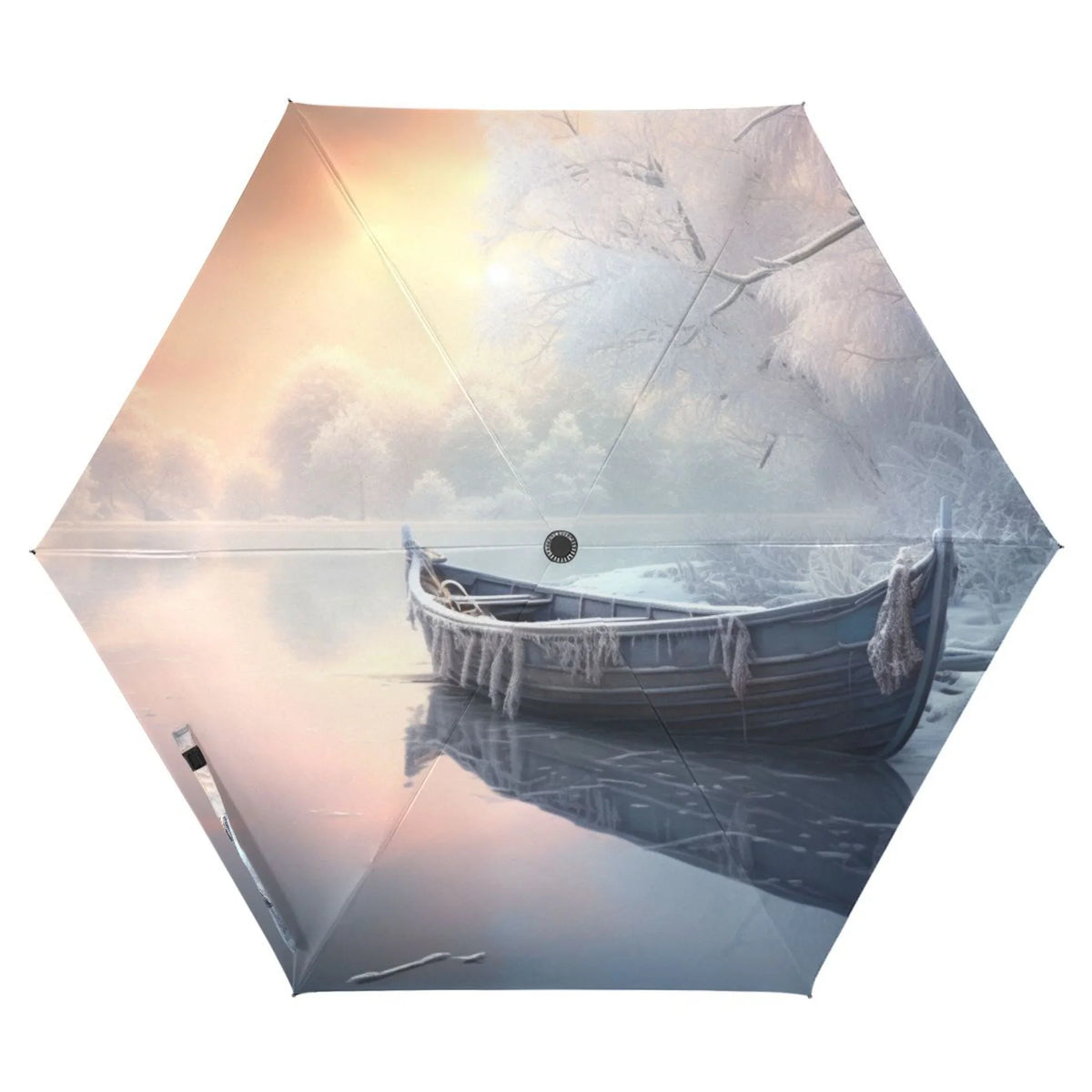 Winter Snow with craft Compact Folding Umbrella for Rain Windproof Travel Umbrella UPF 50+ Lightweight Packable Arc Size