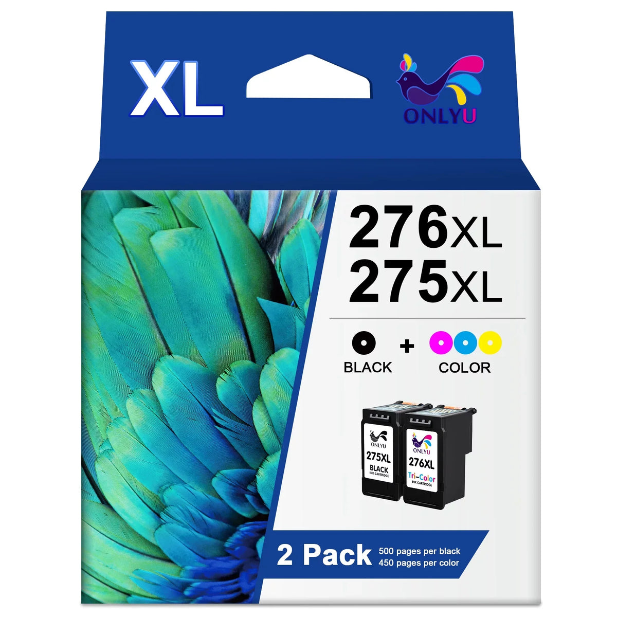 PG-275 CL-276 XL Printer Ink for  275xl and 276xl Ink Cartridges (1 Black 1 Color) matching to PIXMA TS3522 TS3520 TR4720 TR4722 Printer High Yield Combo Pack
