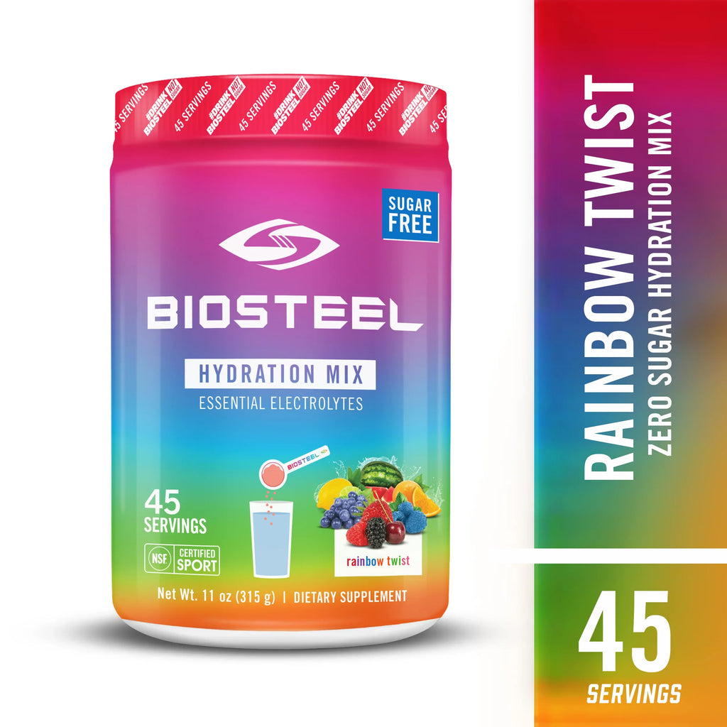 BioSteel Zero Sugar Hydration Mix, top-notch Tasting Hydration with 5 Essential Electrolytes, Rainbow Twist Flavor, 45 Servings per Tub