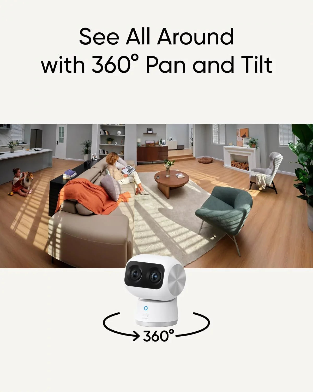 eufy Security Indoor Cam S350 with HomeBase 3, Dual Cameras, 4K UHD Resolution Security Camera with 8× Zoom and 360° PTZ, Human/Pet AI, Dual-Band Wi-Fi 6