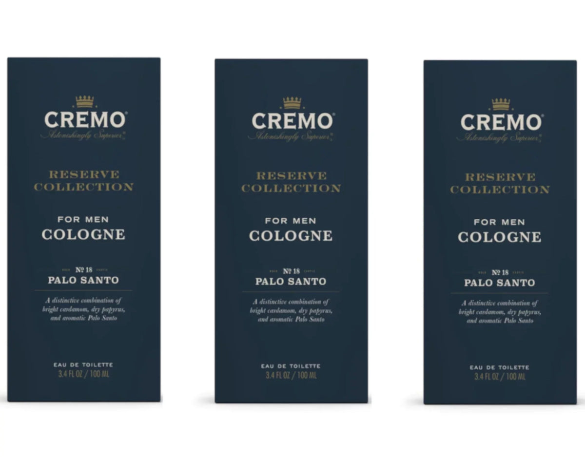 '- Pack of 3. Oz. 18 Palo Santo, 3.4 Fl. Cremo Reserve Collection For Men Cologne No