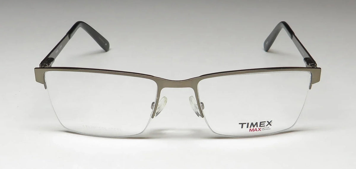 TIMEX 2:53 PM HALF-RIMLESS ADJUSTABLE NOSE PADS DESIGNER EYEGLASS FRAME/GLASSES