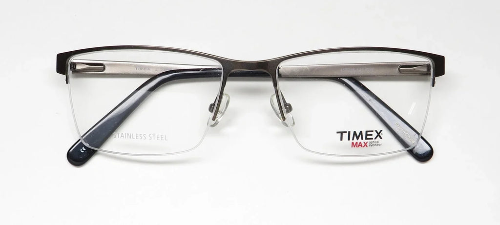 TIMEX 2:53 PM HALF-RIMLESS ADJUSTABLE NOSE PADS DESIGNER EYEGLASS FRAME/GLASSES