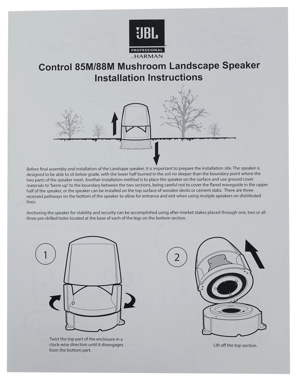 (2) JBL CONTROL 85M 5.25" Commercial 70v Outdoor Landscape Speakers+Amplifier