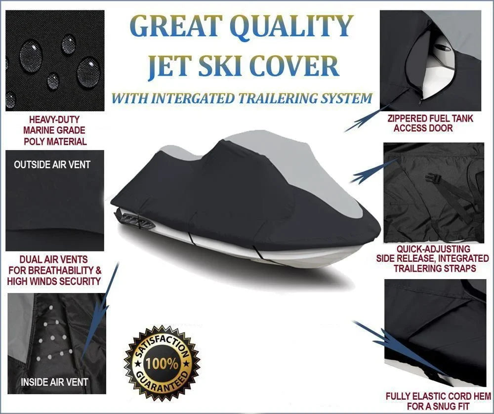 SUPER HEAVY-DUTY PWC JetSki shield appropriate for Polaris MSX 140 2003-2004 Jet Ski Watercraft wrap Black/Grey