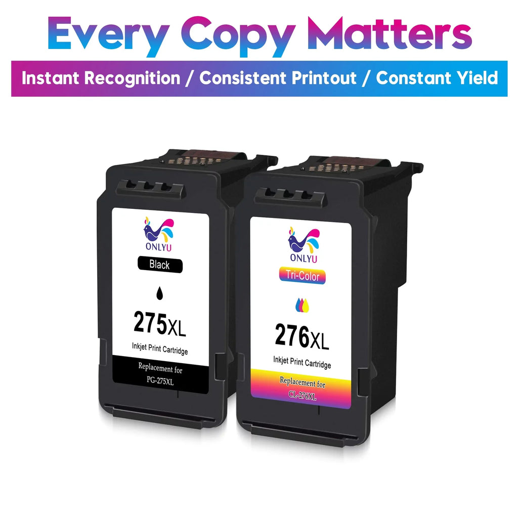 PG-275 CL-276 XL Printer Ink for  275xl and 276xl Ink Cartridges (1 Black 1 Color) matching to PIXMA TS3522 TS3520 TR4720 TR4722 Printer High Yield Combo Pack