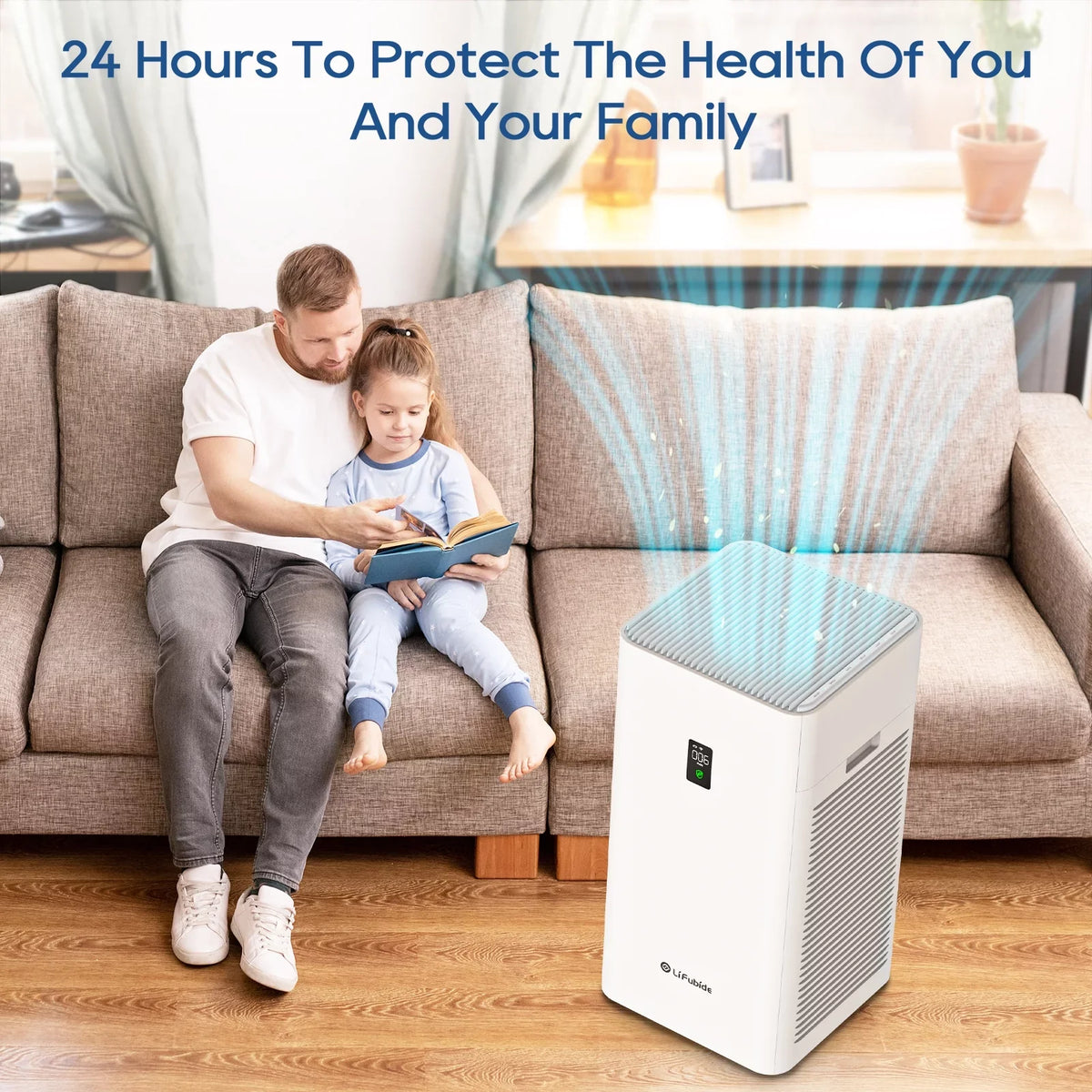 Lifubide Large Room Air Purifier, H13 True HEPA,4555 Sq.Ft Coverage,24dB Low Noise For Bedroom, Removal Of 99.99% 0.01 Microns Particles, Pet Dander、Smoke、Odor、Dust， PM2.5 Monitor, Smart Air Purifier