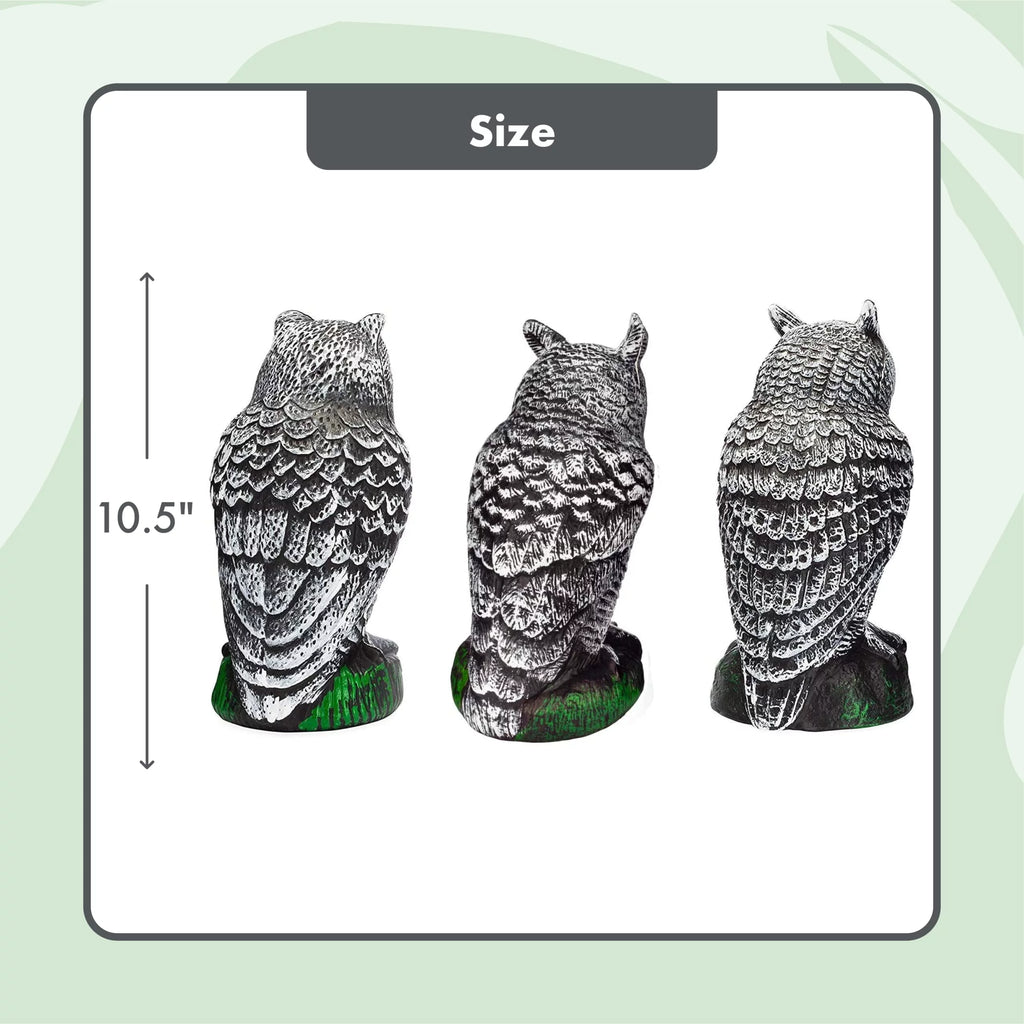 Scarecrow Fake Owl Decoys - Pest Repellent Garden Protectors - (small) (set of 3)