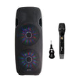 Gemini Dual 15" LED Bluetooth Powered Speaker & GMU-M100 UHF Single Wireless Microphone System, 843631170892