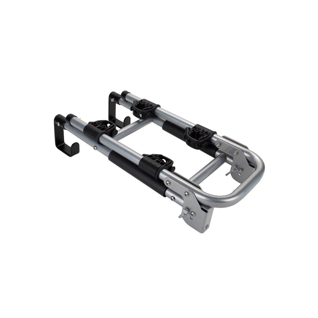 Camco Camper/RV Ladder Mount Bike Rack | Holds Up to 2 Bikes | Black & Silver (51492)