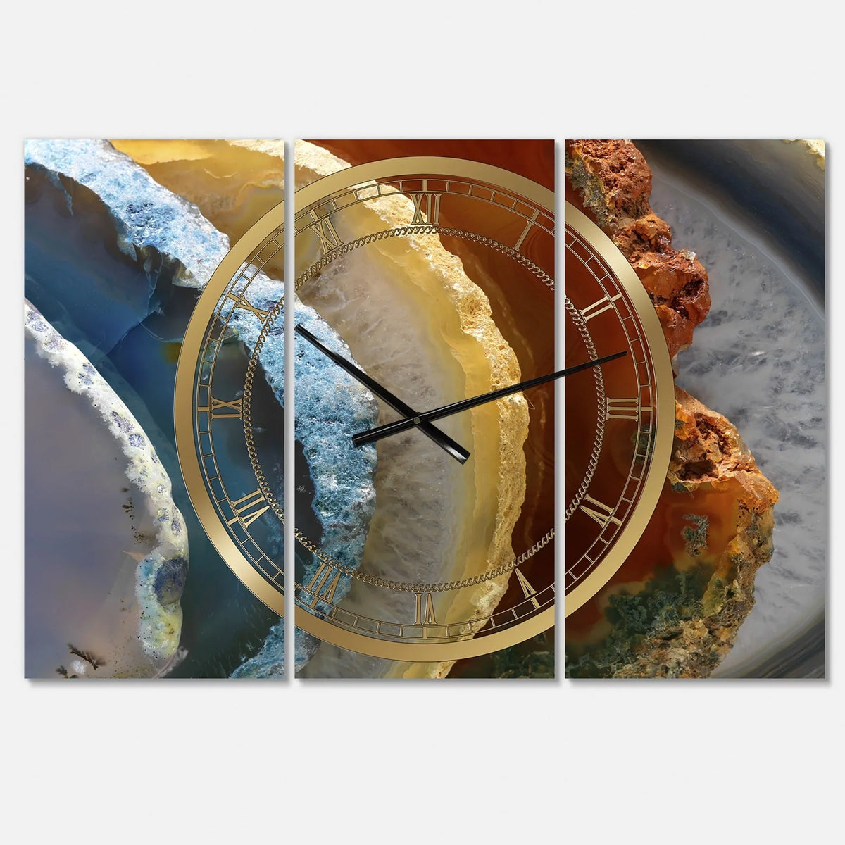 high - 3 Panels. wide x 28 in. DESIGN ART Designart 'Mineral Slice XV' Large Fashion Wall Clock - 3 Panels - 36 in