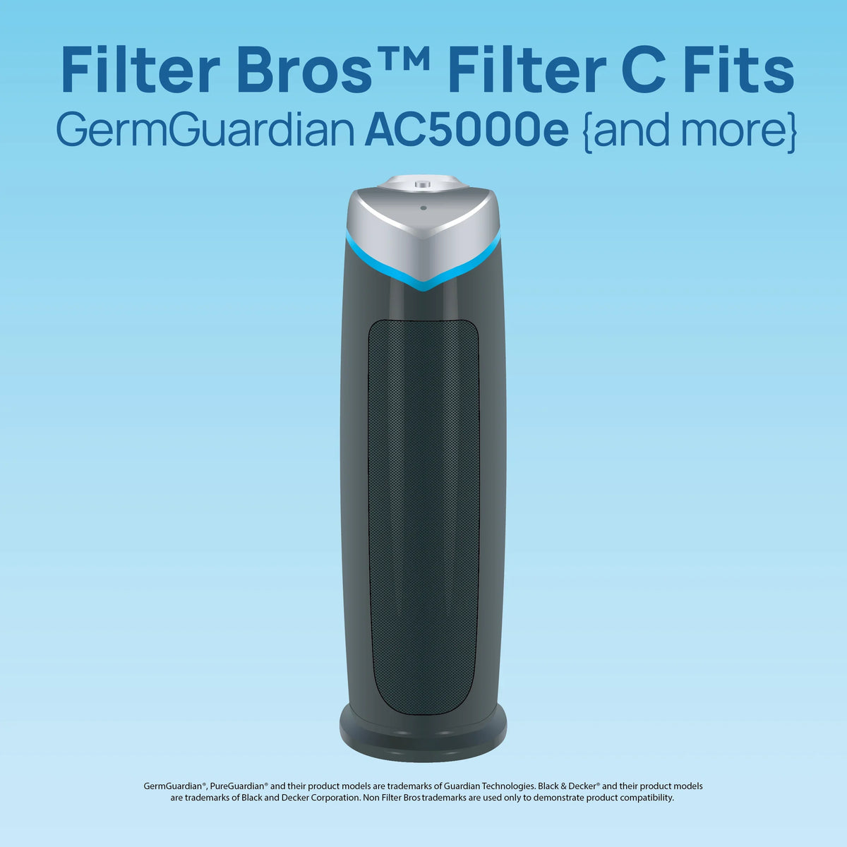 Filter Bros Filter C suitable With GermGuardian FLT5000 - AC5000, AC5000E, HEPA Replacement For Home Air Cleaner Purifiers, AC5300B, AC5250PT With Technologies and AC5350B, AC5350BCA, AC5350W, AC530