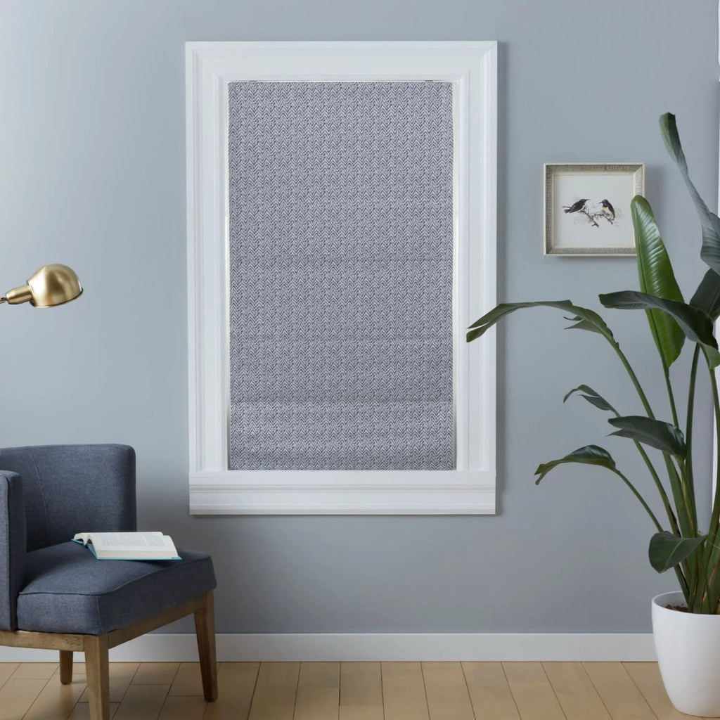 Exclusive Home Esme Total Blackout Roman Shade, 34"x64", Dark Grey