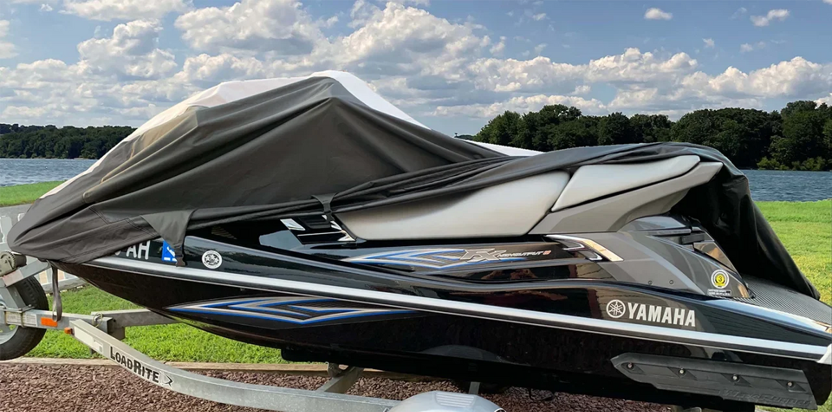 SUPER HEAVY-DUTY TOP OF THE LINE JETSKI wrap suitable for Yamaha 2002-2005 FX 140 / 2004-20011 HO / 2003-2004 Cruiser Trailerable Jet Ski PWC shield Black/Grey