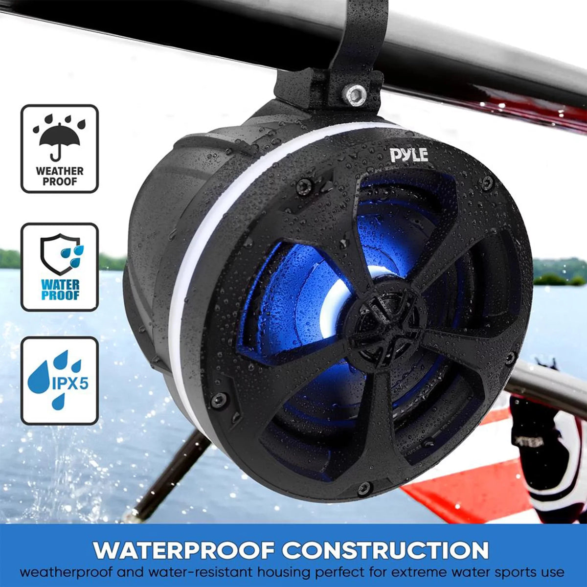 Pyle 5.25 In 1,000 Watt 2 Channel Waterproof Off Road vessel and ATV Speakers