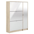 Allora 3 Drawer Shoe Cabinet & Door in Oak-White High Gloss with 2 Layers