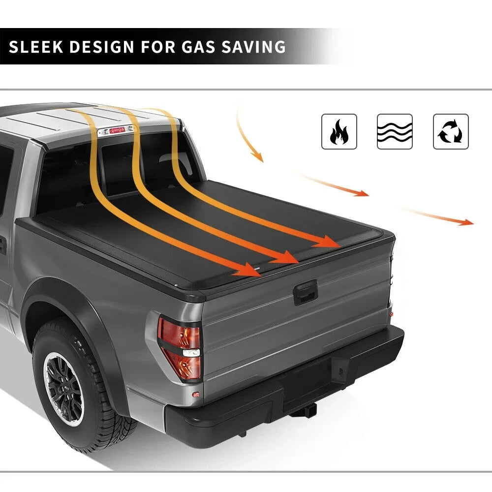 Ledkingdomus 6.4 ft Bed Soft Tri-Fold Truck Bed Tonneau protector for 2019-2023 Ram 1500 Without Rambox