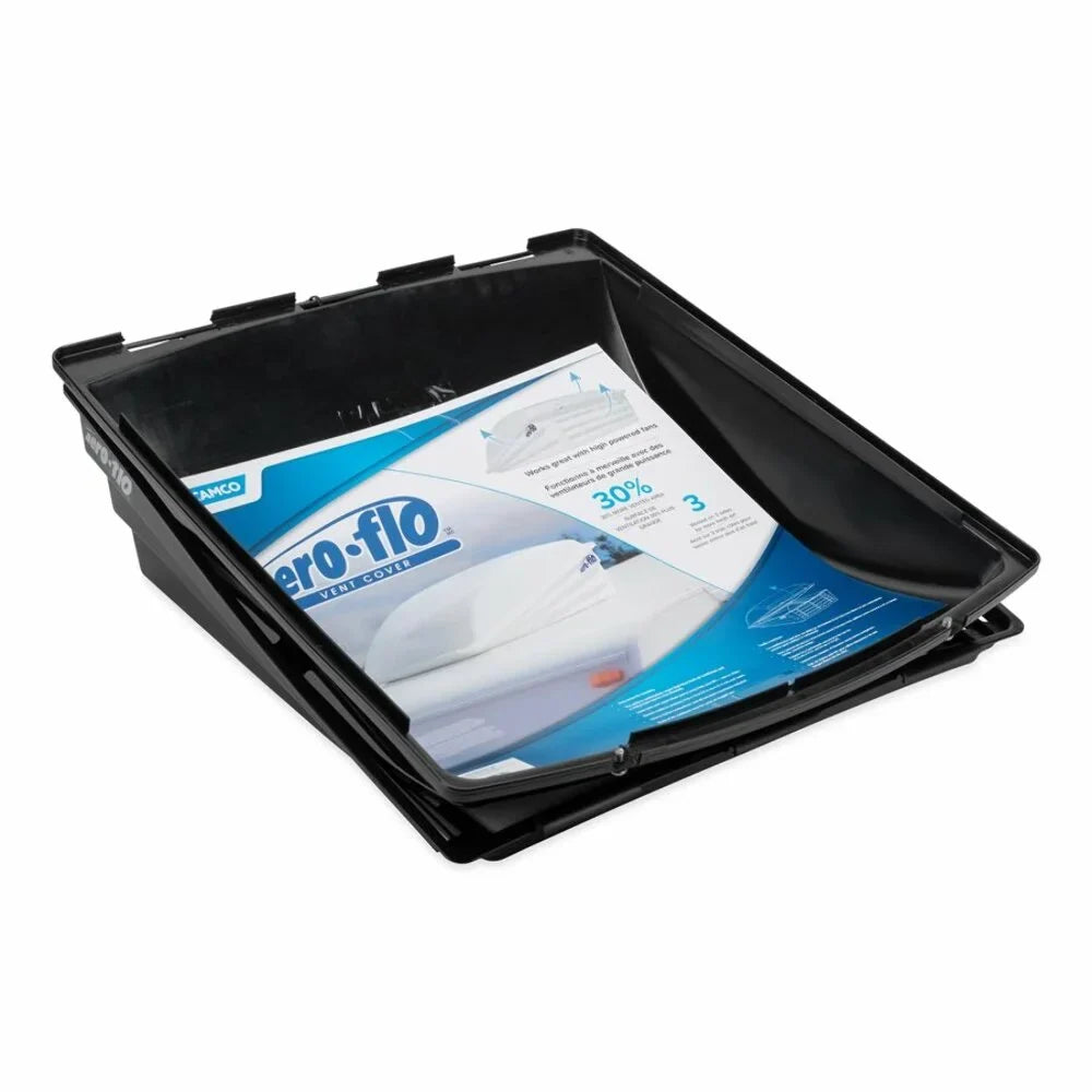 Camco Aero-Flo Roof Vent wrap, Mounts to Existing 14” x 14”  Roof Vents | Black Plastic (40711)