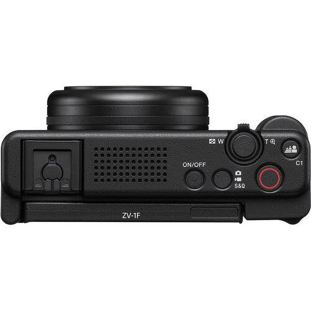 ZV-1F Vlogging Camera (Black) with SanDisk 64GB Memory Card + Tripod + ZeeTech Accessory Bundle