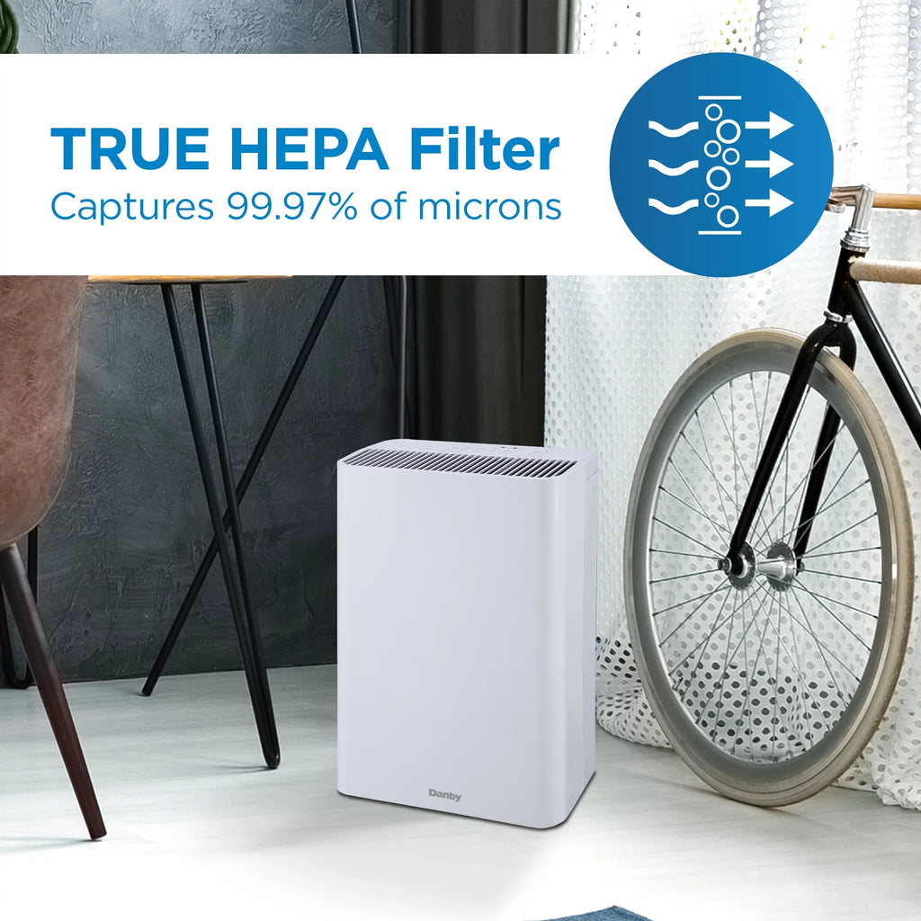 in White with True Hepa Filter to reduce smoke and pollutants. ft. Danby DAP152BAW-I Air Purifier up to 210 sq