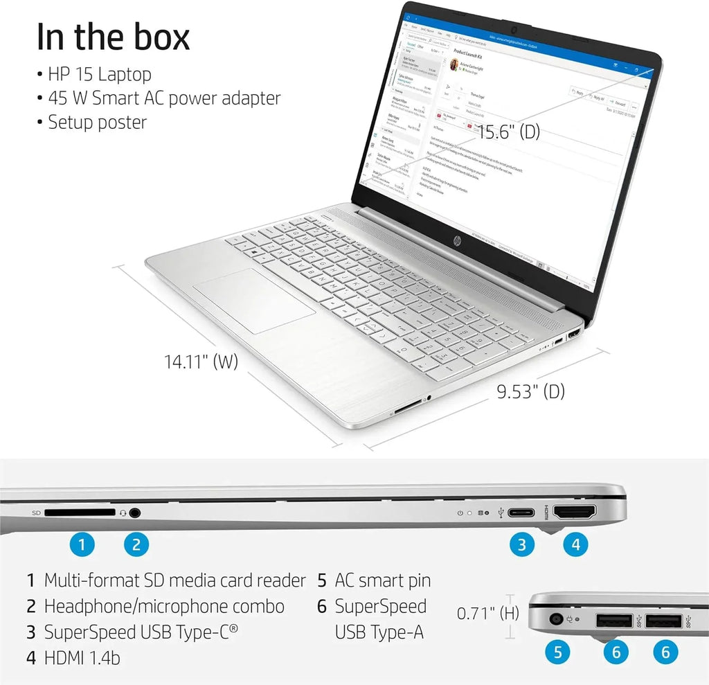 15 15.6" Full HD Business Laptop Computer,  4-core i5-1135G7, 16GB RAM, 512GB PCIe SSD, Iris Xe Graphic, Wi-Fi 6, BT 4.2, Natural Silver, Windows 11 Home