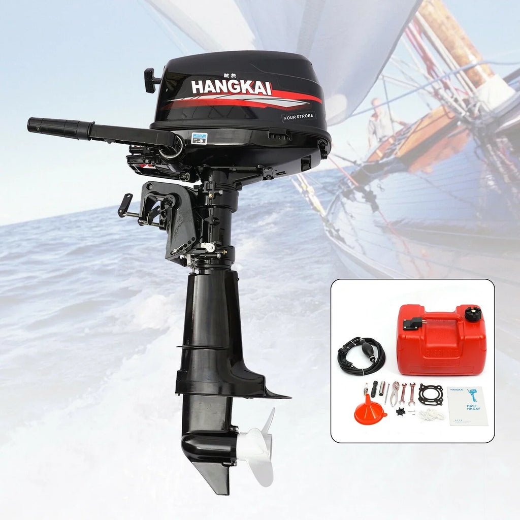 Anqidi 6.5HP 4 Stroke Outboard Motor 123CC Heavy Duty ship Engine with Single Cylinder aqua Cooling System & CDI Ignition Tiller Control Max 6000r/min