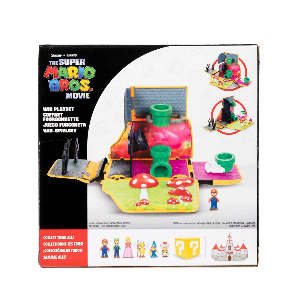Movie Yellow Van Playset Opens to Reveal Movie Moment with 1.25 inch Action Figure Children 3 to 8. Super Mario Bros