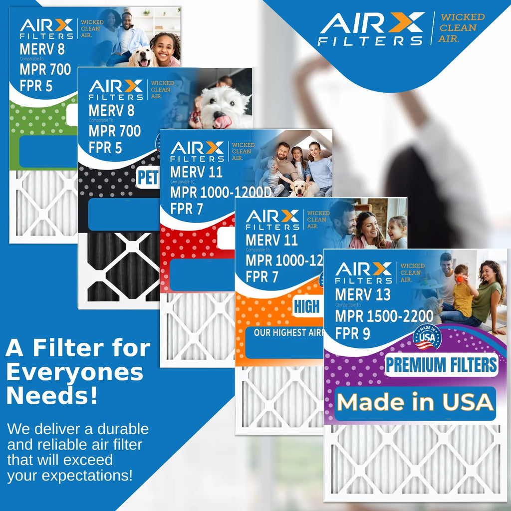 16x25x5 Air Filter MERV 13 Comparable to MPR 1500 - 2200 & FPR 9 suitable with Bryant Carrier FILXXCAR0016 Premium USA Made 16x25x5 Furnace Filter 2 Pack by AIRX FILTERS WICKED CLEAN AIR.