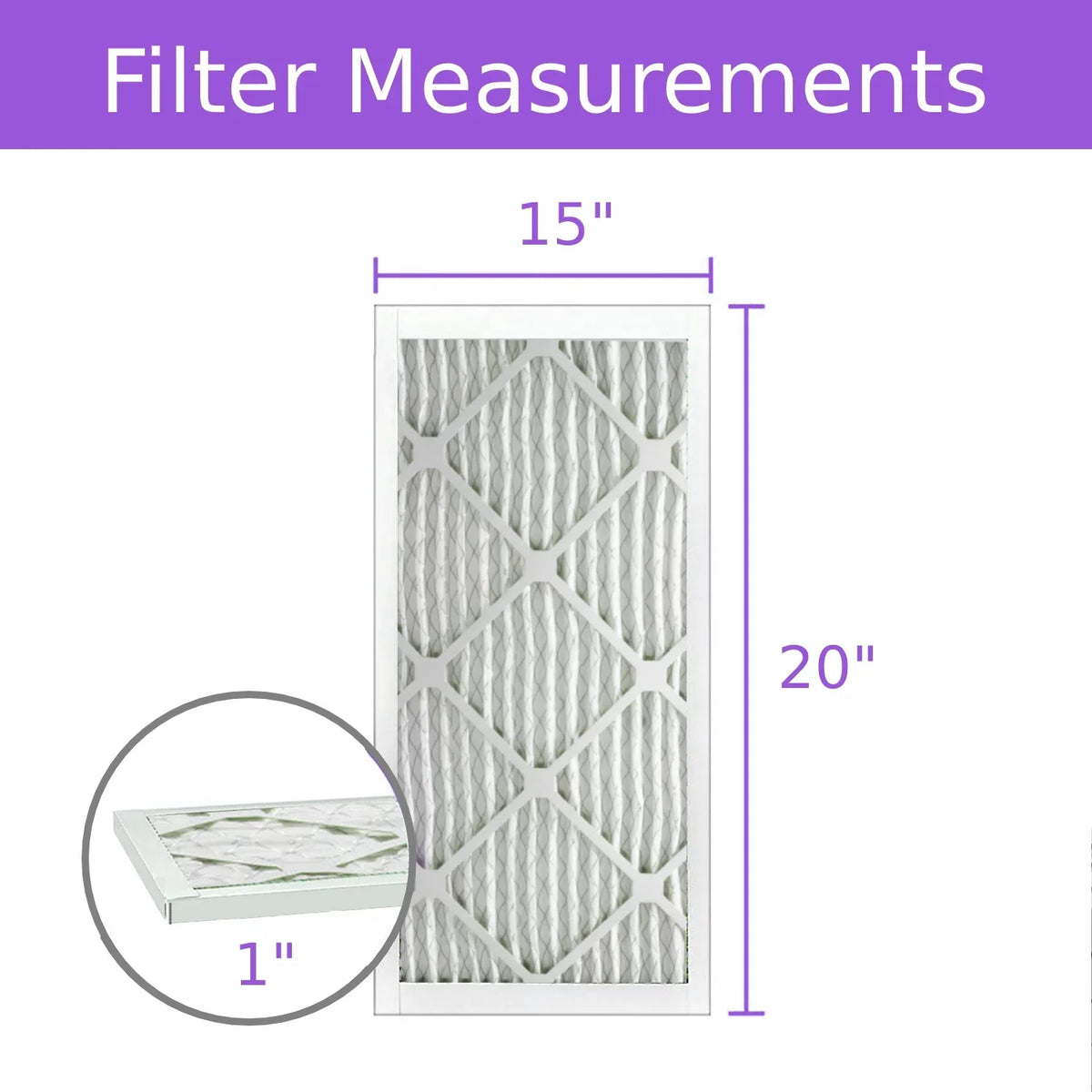 15x20x1, Purolator DMK80 Extended Surface Pleated Air Filter, Mechanical MERV 8, (6 Pack)
