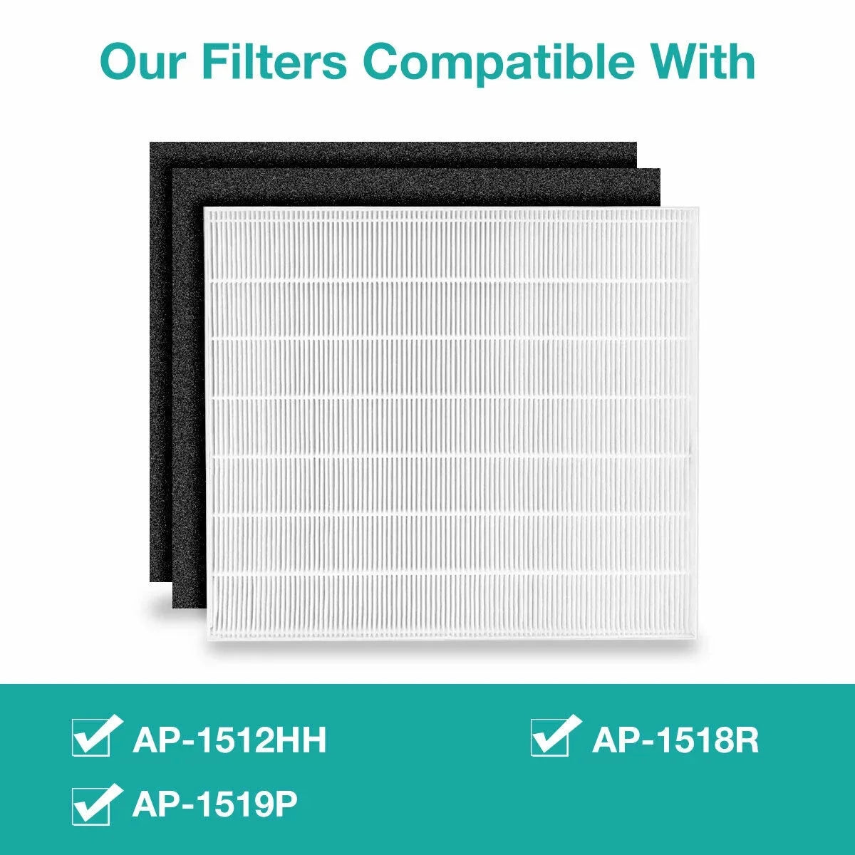 Membrane Solutions AP-1512HH Filter, Part# 3304899, matching with Coway Air Purifiers with Carbon Pre Filters, 2 Pack