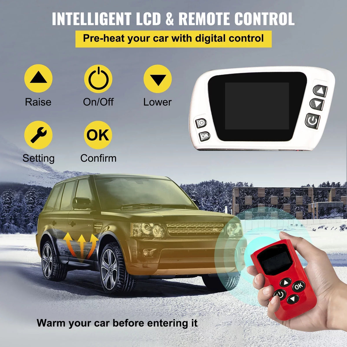 VEVORbrand Diesel Air Heater All in One 12V 8KW, Diesel Parking with LCD Switch, Silencer, Wireless Control and One Air Outlet for Car, Bus, Truck, craft Trailer Motorhomes Engineering Vehicles