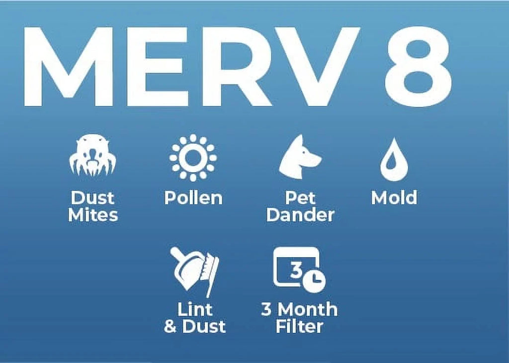 4 Pack. 16x25x2 MERV 8 Pleated AC Furnace Air Filters