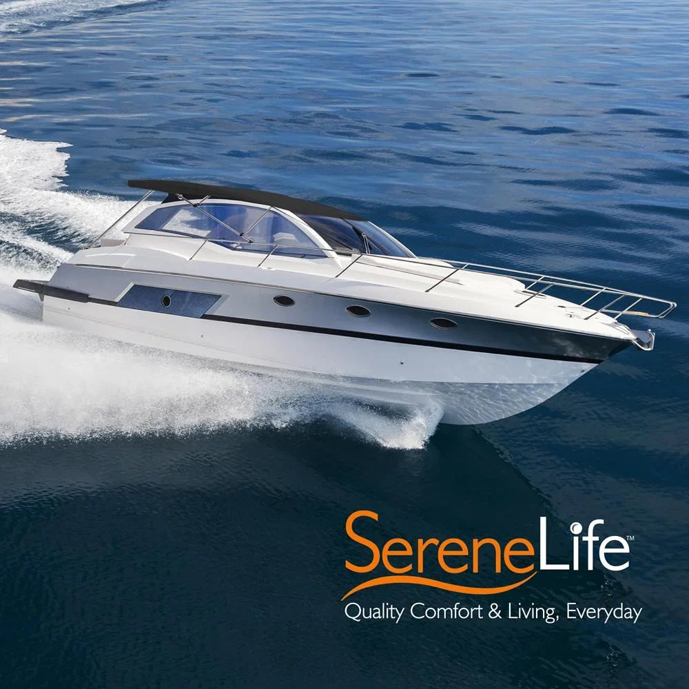 SereneLife 3 Bow 67-72 Inch Bimini Top vessel wrap with Double Walled Frame, Gray