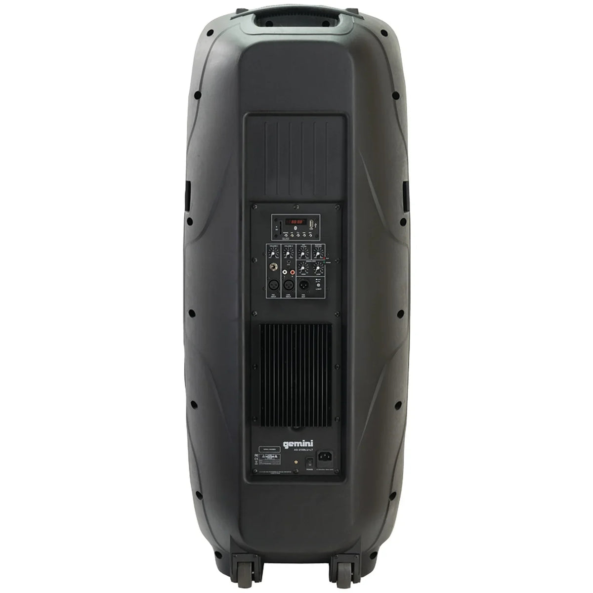 Gemini Dual 15" LED Bluetooth Powered Speaker & GMU-M100 UHF Single Wireless Microphone System, 843631170892