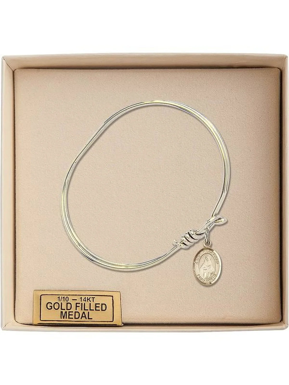 Hildegard von Bingen in Gold-Filled. 5 3/4 inch Oval Eye Hook Bangle Bracelet w/ St