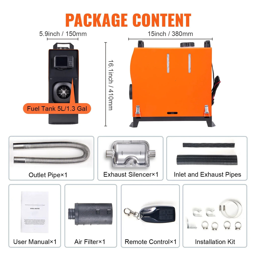 BENTISM 8 KW Diesel Air Heater, Bluetooth App Control All-on-one Diesel Heater with Automatic Altitude Adjustment, Remote Control and LCD, Portable Parking Heater for Home RV Trailer Camper Van vessel