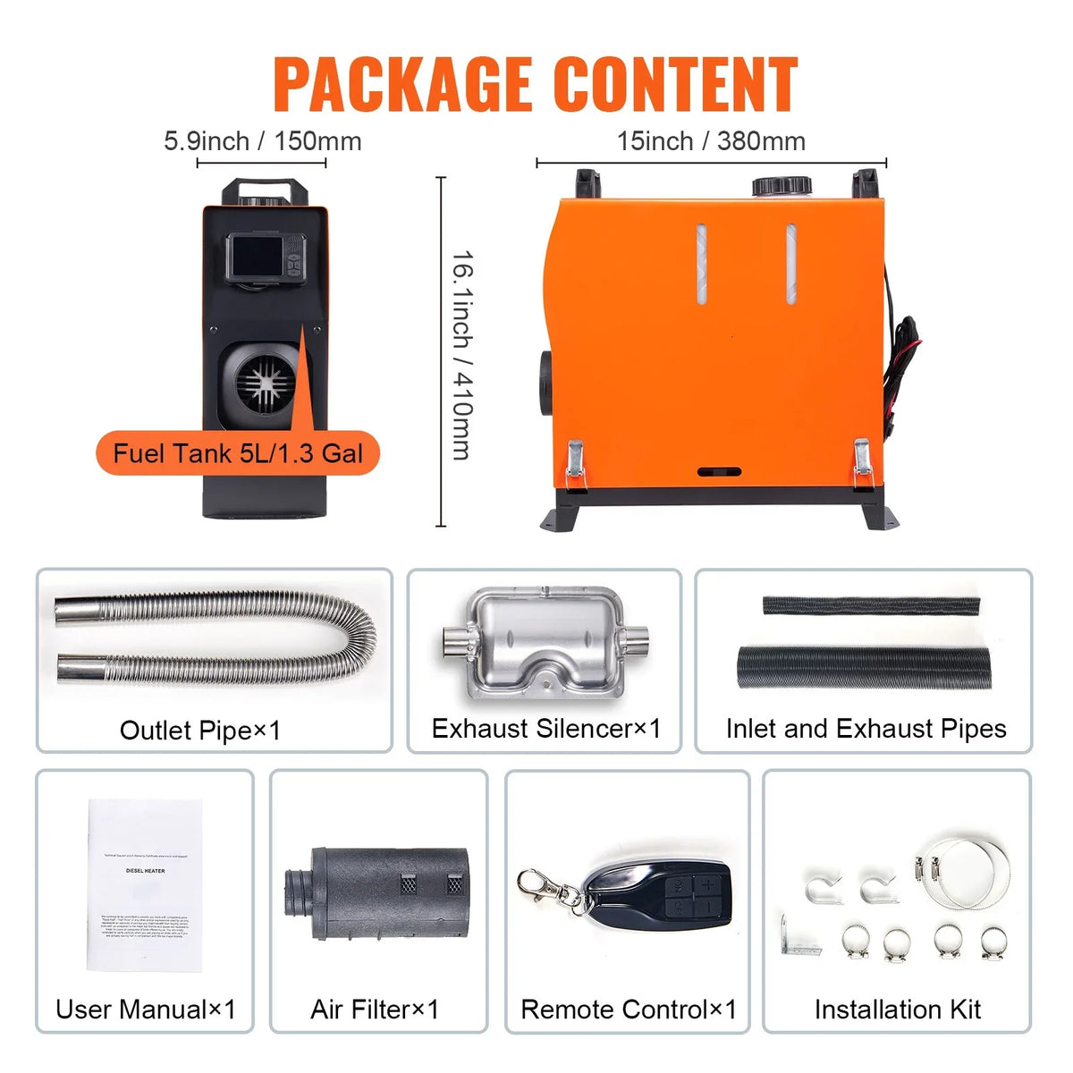 BENTISM 8 KW Diesel Air Heater, Bluetooth App Control All-on-one Diesel Heater with Automatic Altitude Adjustment, Remote Control and LCD, Portable Parking Heater for Home RV Trailer Camper Van vessel