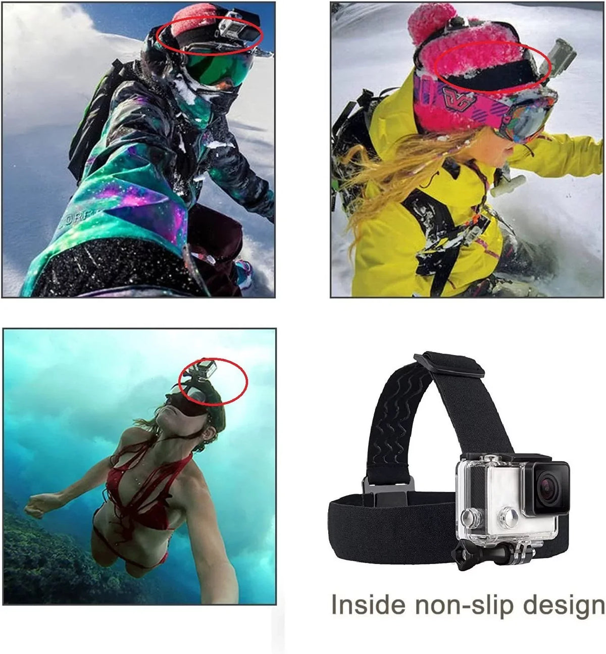 Action Camera Head Mount Strap Wearing Head Belt suitable with Gopro Hero 11 10 9 8 7 6 5/AKASO/Dragon