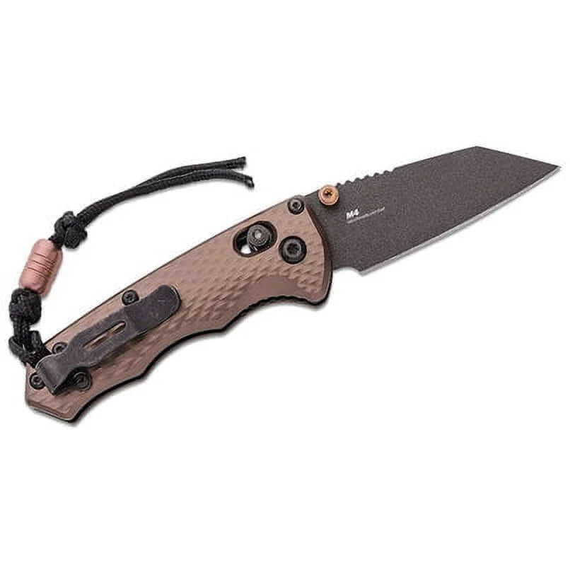 Benchmade Flat Dark Earth Billet Aluminum Handles CPM-M4 Cobalt Black Wharncliffe Blade AXIS Folding Knife - BM-290BK-1
