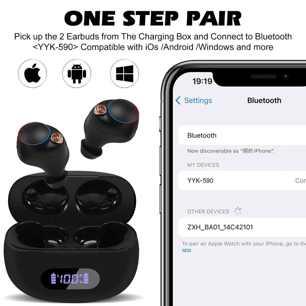 UrbanX True Wireless Bluetooth Earbuds + Charging Case, Black, Dual Connect, IPX5 aqua Resistance, Bluetooth 5.2 Connection, Balanced, Bass Boost appropriate with  Tab M10 Plus (3rd Gen)
